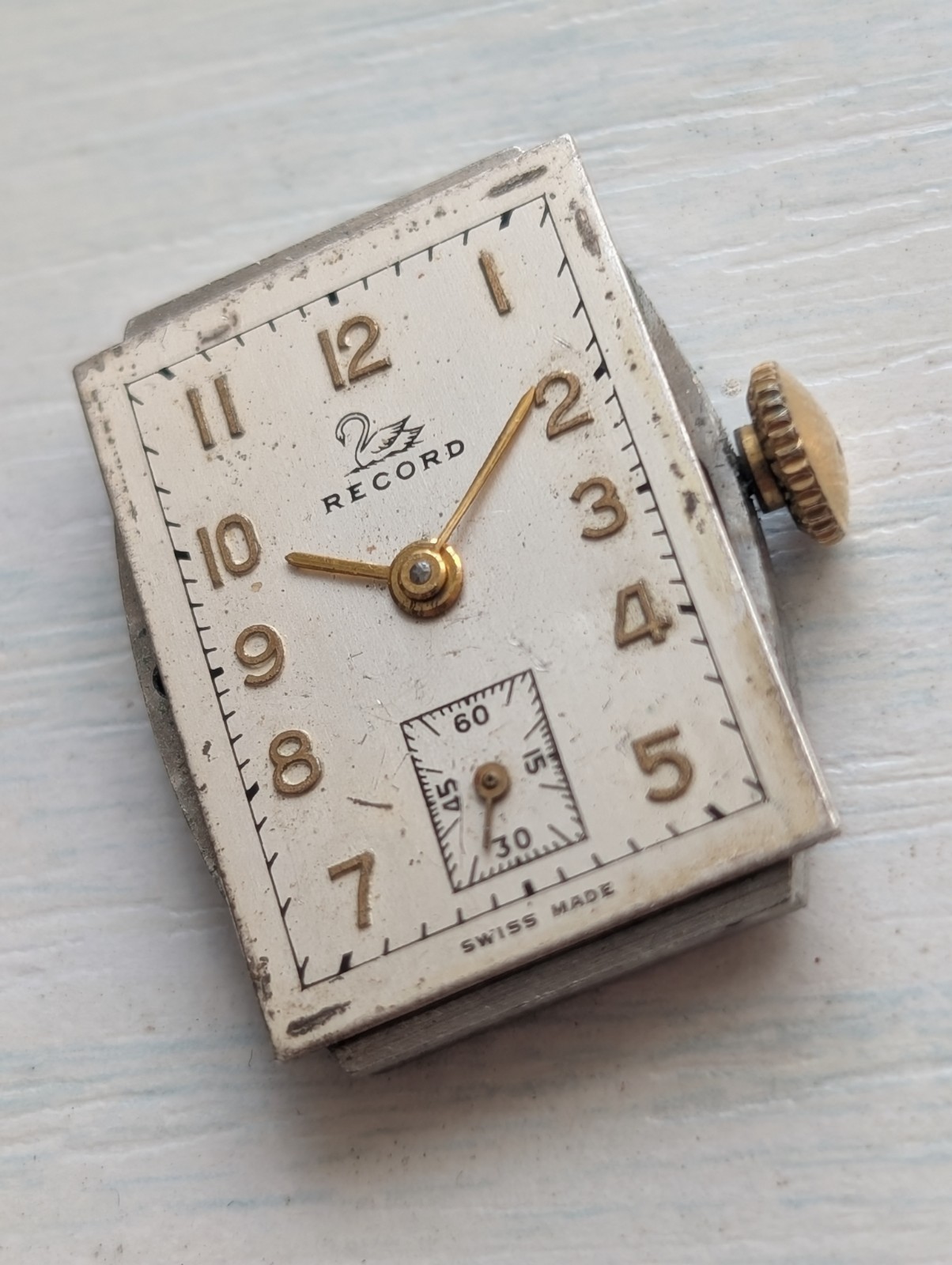 Vintage Record Rectangle 110 Mechanical Watch Movement (Runs)