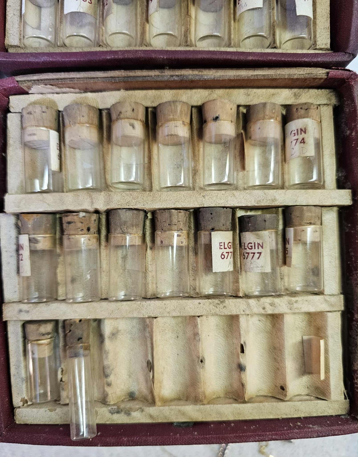 2 Box-Watch Parts Tube/vials ONLY Watch Screw Elgin Crown Assortment- Empty-READ