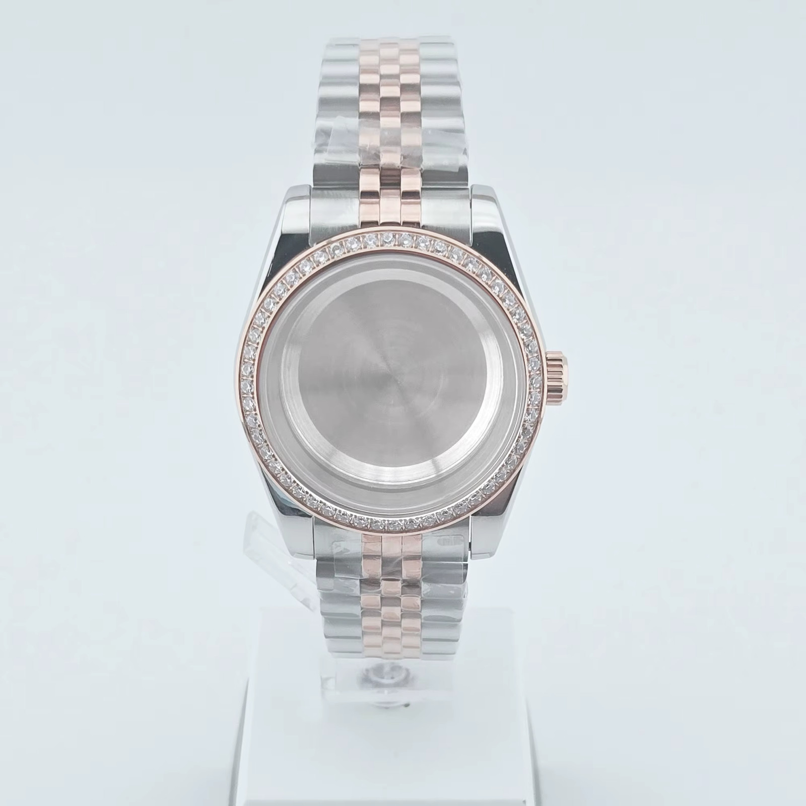 36Mm/40Mm Silver Watch Case Sapphire Glass Gemstone Bezel Fit NH35 NH36 NH34 ETA