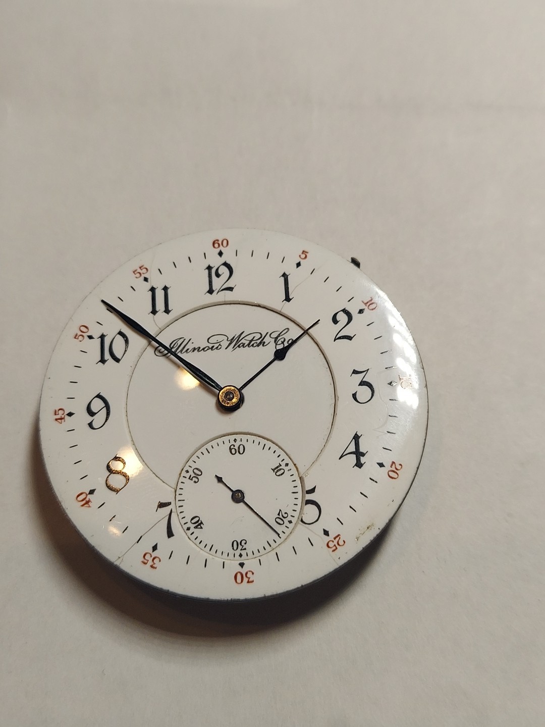 Illinois Springfield P.W.Movement U.S.A Mens 17 Jewels Art Deco Enamel Dial