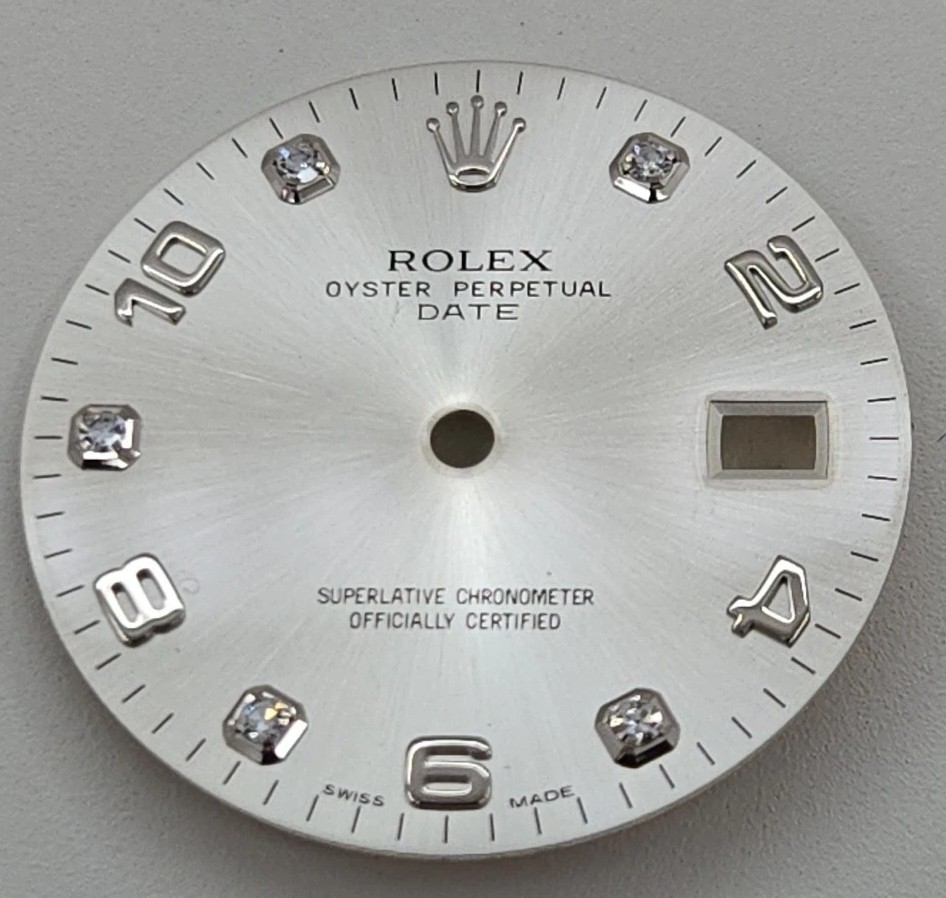 Rolex Dial , Silver ,116234,Factory Diamonds ,Hands ,Arabic #, New Old Stock
