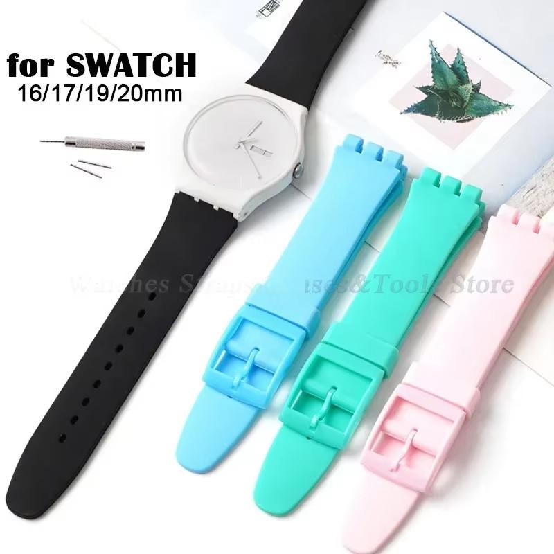 Soft Silicone Watch Band for Swatch 16mm 17mm 19mm 20mm Rubber Strap Sports Repl