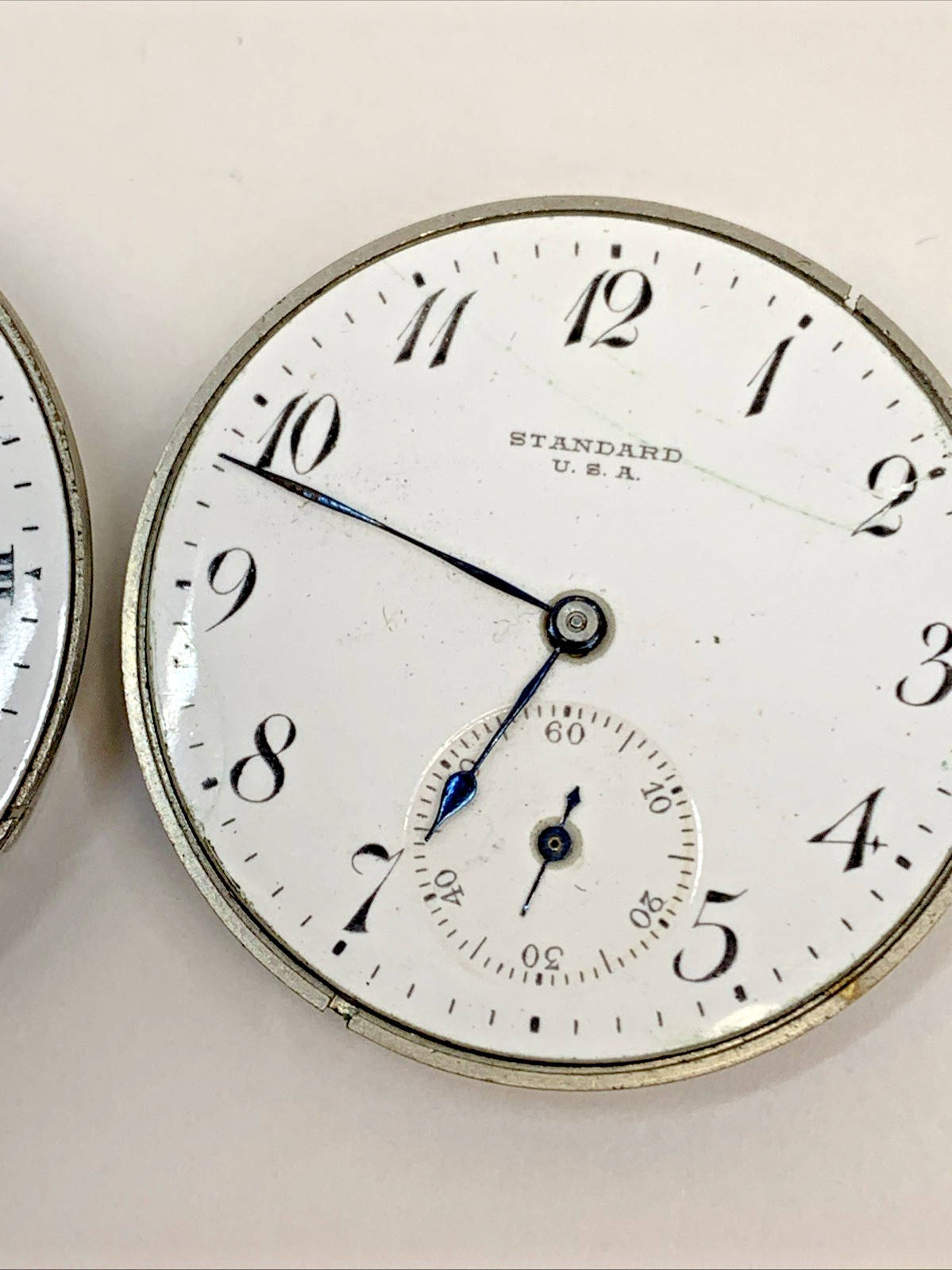 Vintage New York Standard 2 Pocket Watch Faces for Parts Repurpose Repair BROKEN