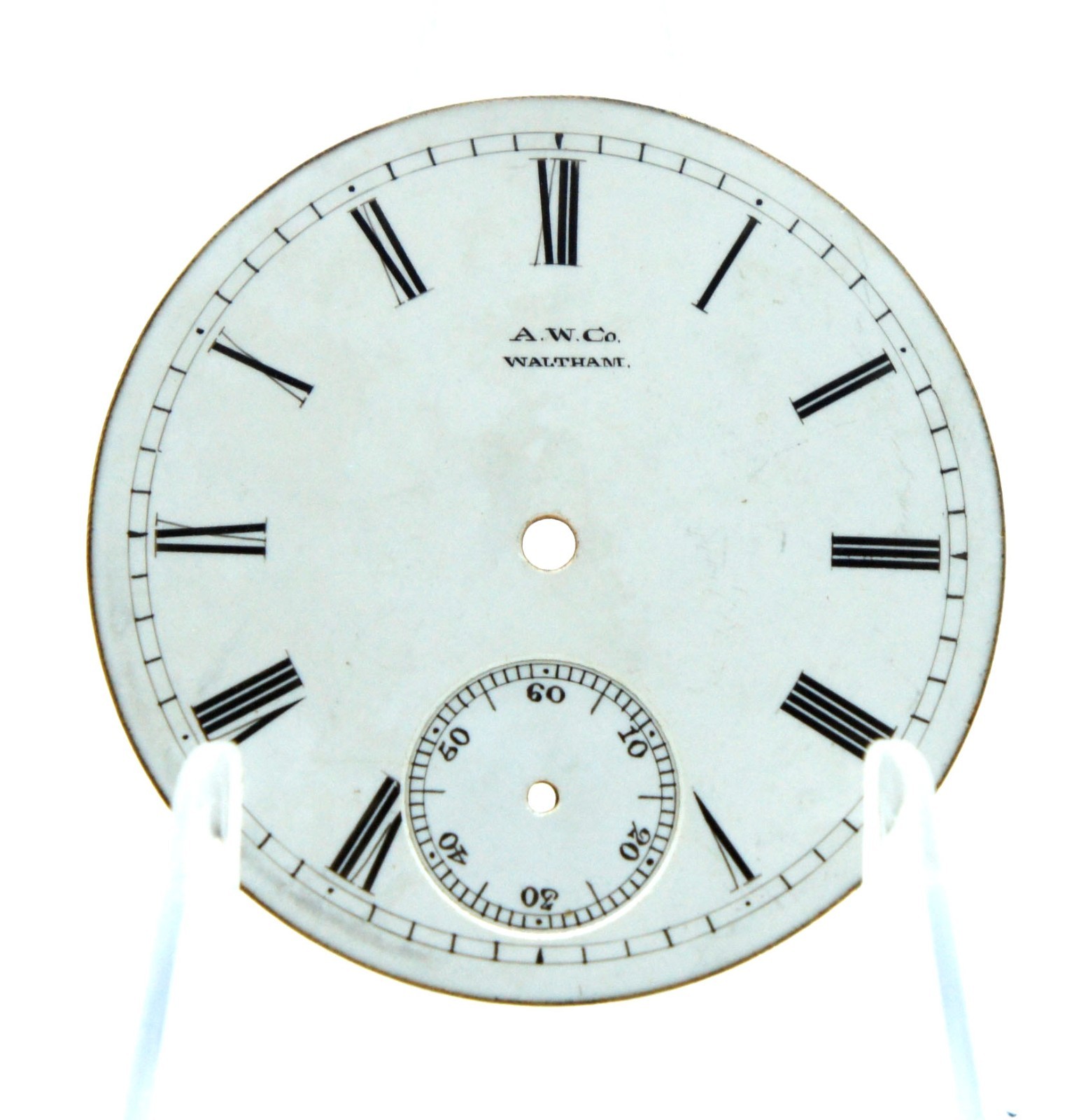 NICE 35 mm VINTAGE POCKET WATCH DIAL AMERICAN WALTHAM CO ROMAN NUMERALS