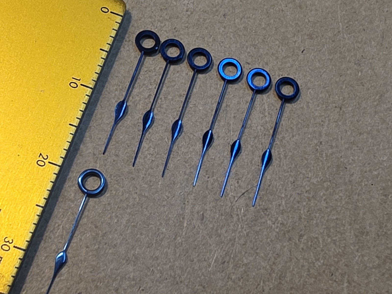 Lot Of 7 Vintage NOS American Pocket Watch 16s Blue Spade Hour Hands Hole 190