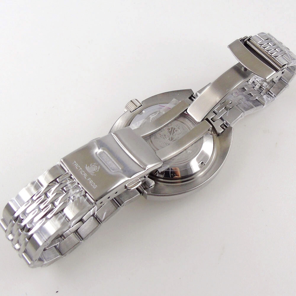 45mm Abalone Silver/Black PVD Watch Case For NH35A NH36 Movement 200M Waterproof