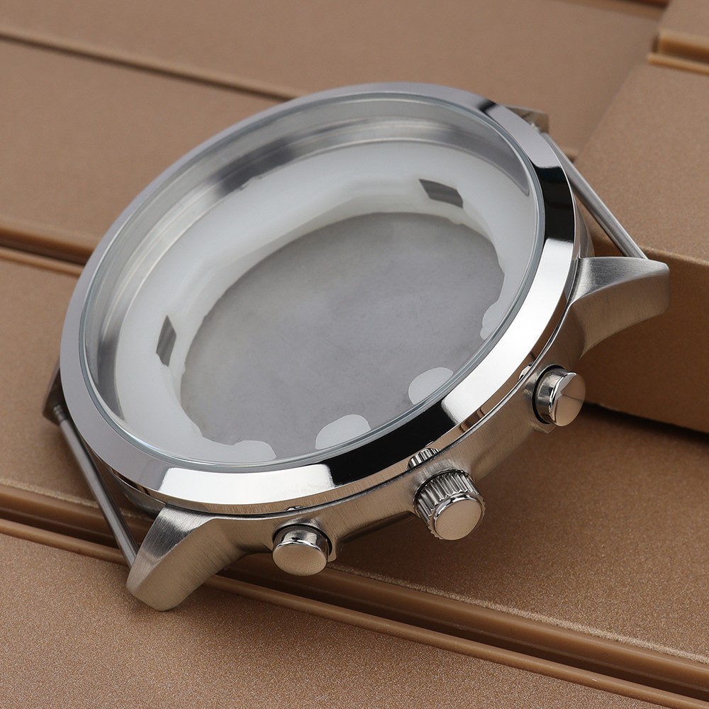 46.8mm Brushed Watch Cases Retro 316L Stainless 10ATM For Seiko VD53 Movement