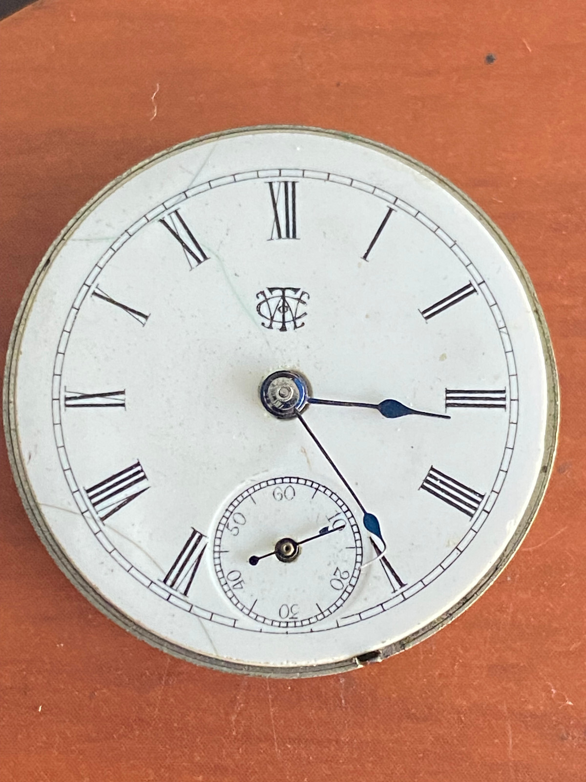 VINTAGE 27.90MM TRENTON POCKET WATCH MOVEMENT, NOT RUNNING, BAD BALANCE STAFF