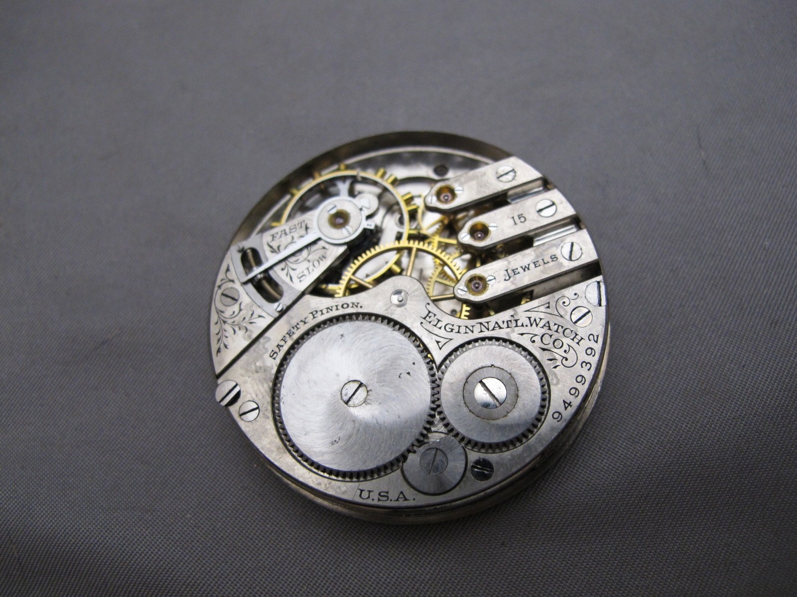 ELGIN 16S 15J Pocket Watch Movement-Grade 247 Model 6-1902-Running