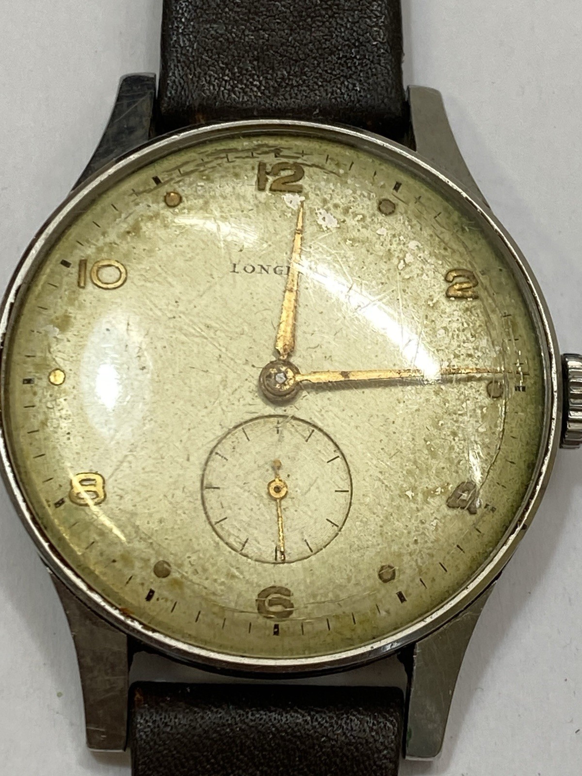 Longines Vintage Men’s Mechanical Steel Watch 1940s 50s Small Seconds 35mm