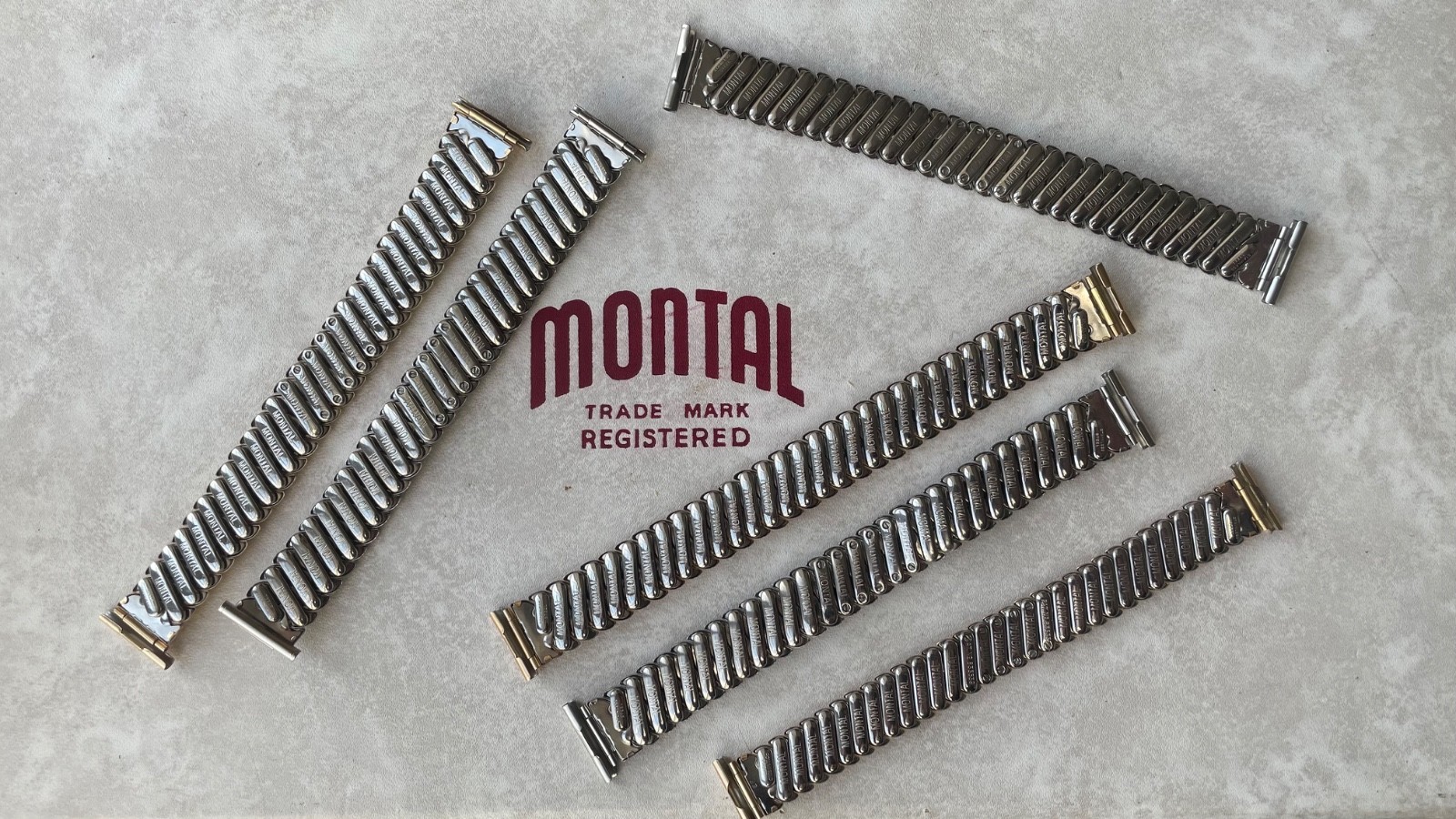 Original Montal made in England steel and gold stretch bracelets 18mm & 20mm