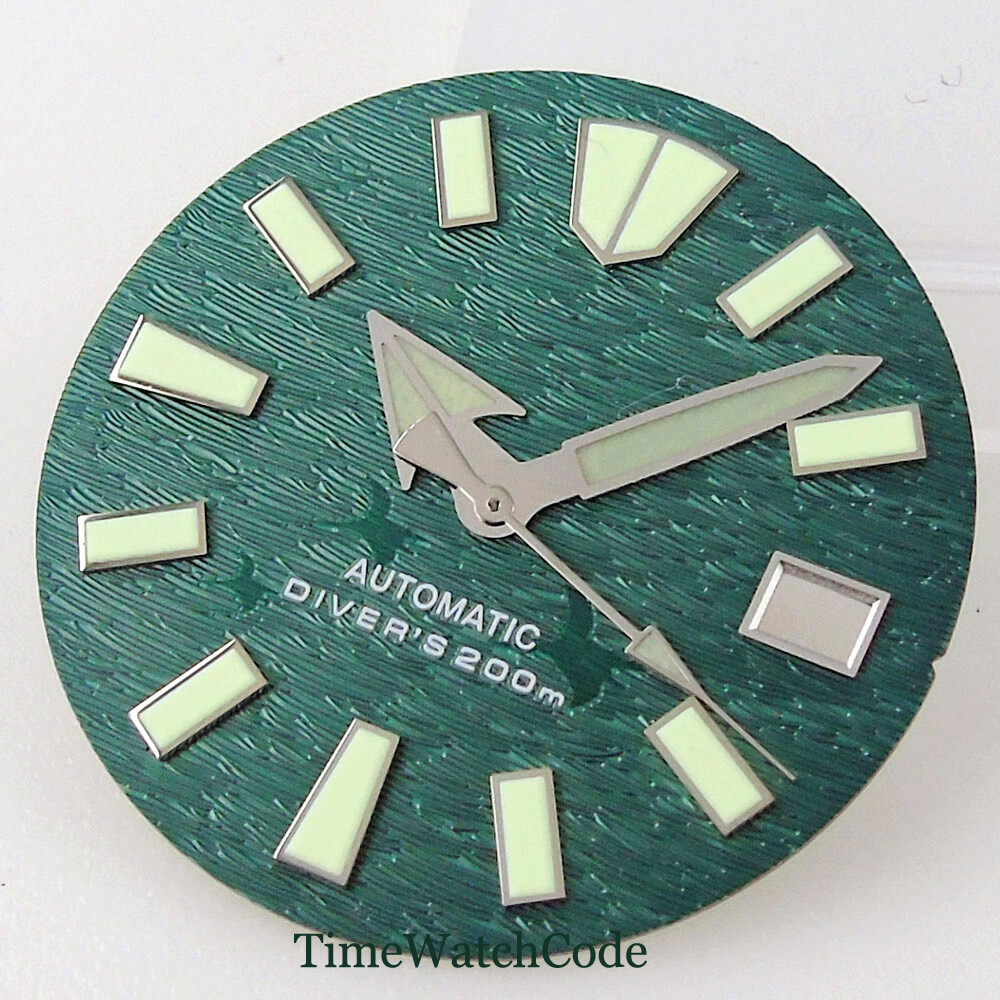 29mm Watch Dial Face Fit for NH35 NH36 Movement 3H 3.8H 4.1H Crown Green Lume