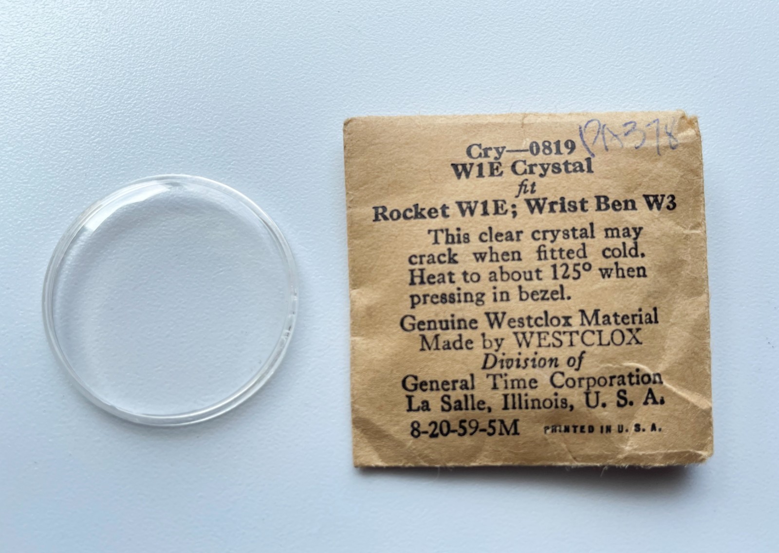 WESTCLOX W1E Watch Crystal Rocket Wrist Ben W3 Round Clear Acrylic Plastic Parts