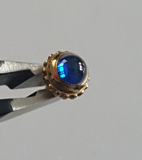 Cartier Gold Plated Crown and Stem With Blue Cabochon Stone