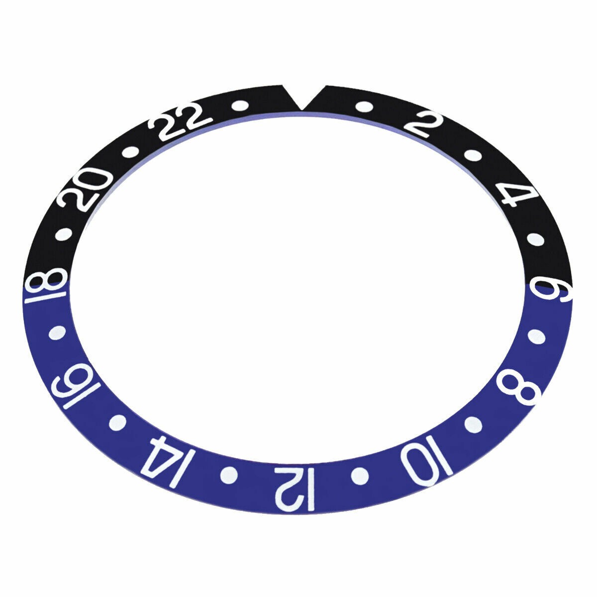 Black Blue Aluminum Replacement Bezel Insert Silver 37.70mm x 30.70mm For Rolex