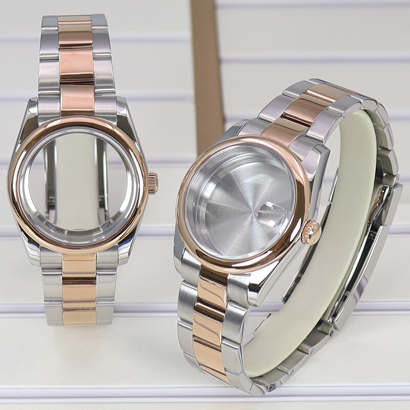 36mm 39mm Watch Case Oyster Strap Steel Sliding Lock Buckle For NH35/36 Movement