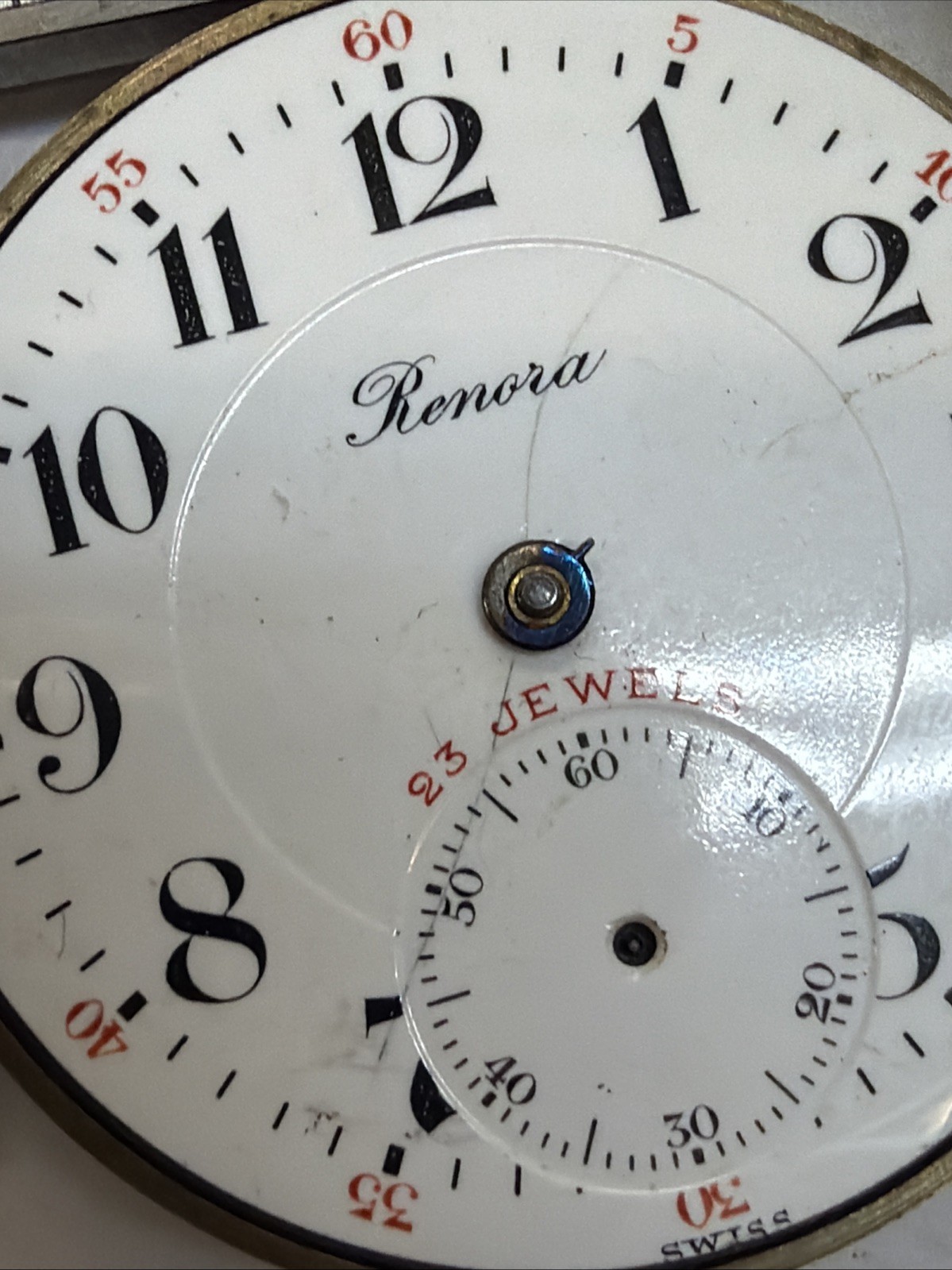 AE72 Fleurier Watch Co Pocket Watch Movement 23J Railroad Dial Vintage Untested