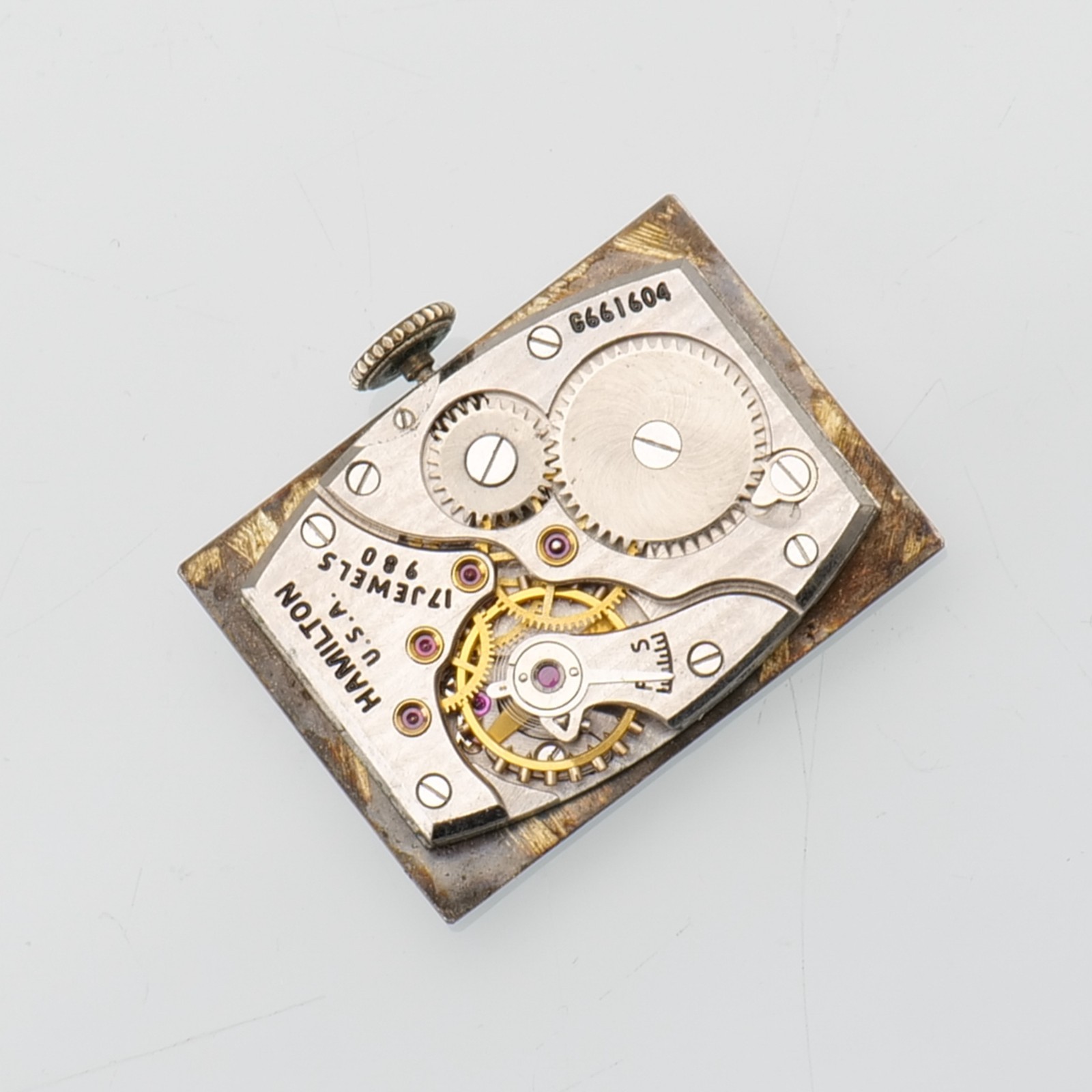 Collectible Antique HAMILTON Diamond Cal 980 17J USA Men’s Watch Movement Runs