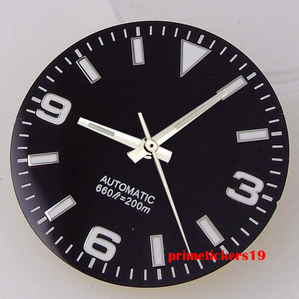 29mm Black/Blue/Orange Watch Dial Face Hands Green Lume Fit NH35 NH36 Movement