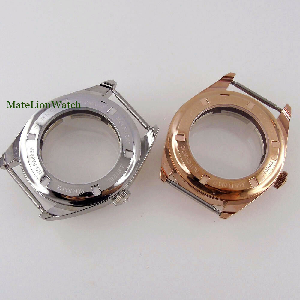 For Miyota 8215 DG2813 40mm Polished Sapphire Watch Case 316L Silver/Rose Gold