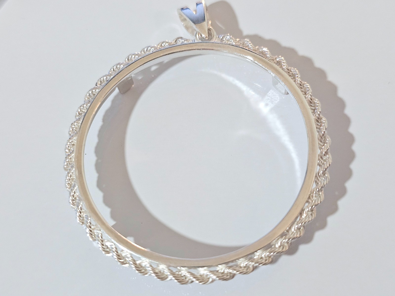 925 Sterling Silver Rope Edge Bezel for 38mm 1 Dollar Coins