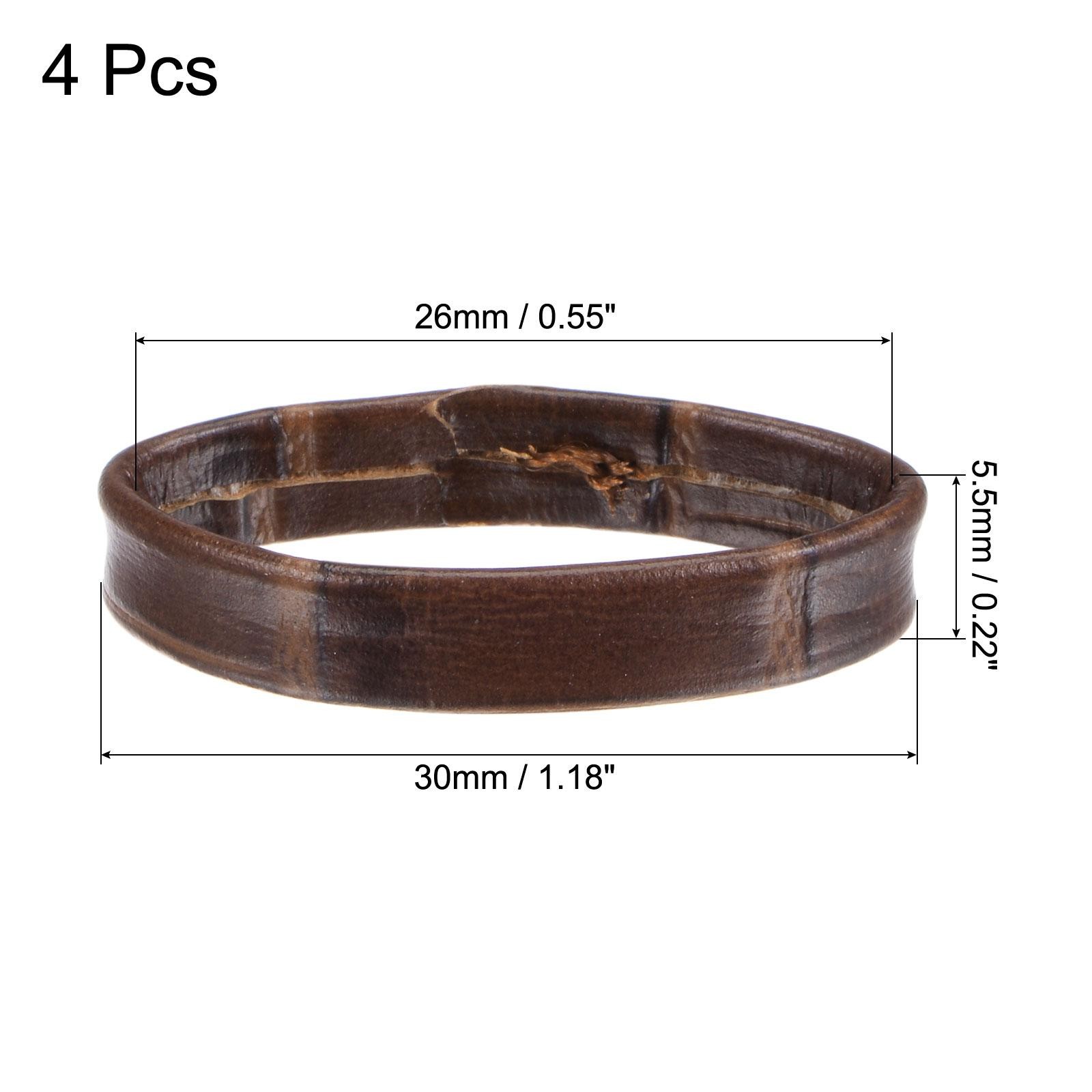 4Pcs PU Leather Loops Retaining Ring for 26mm Width Watch Band Dark Brown