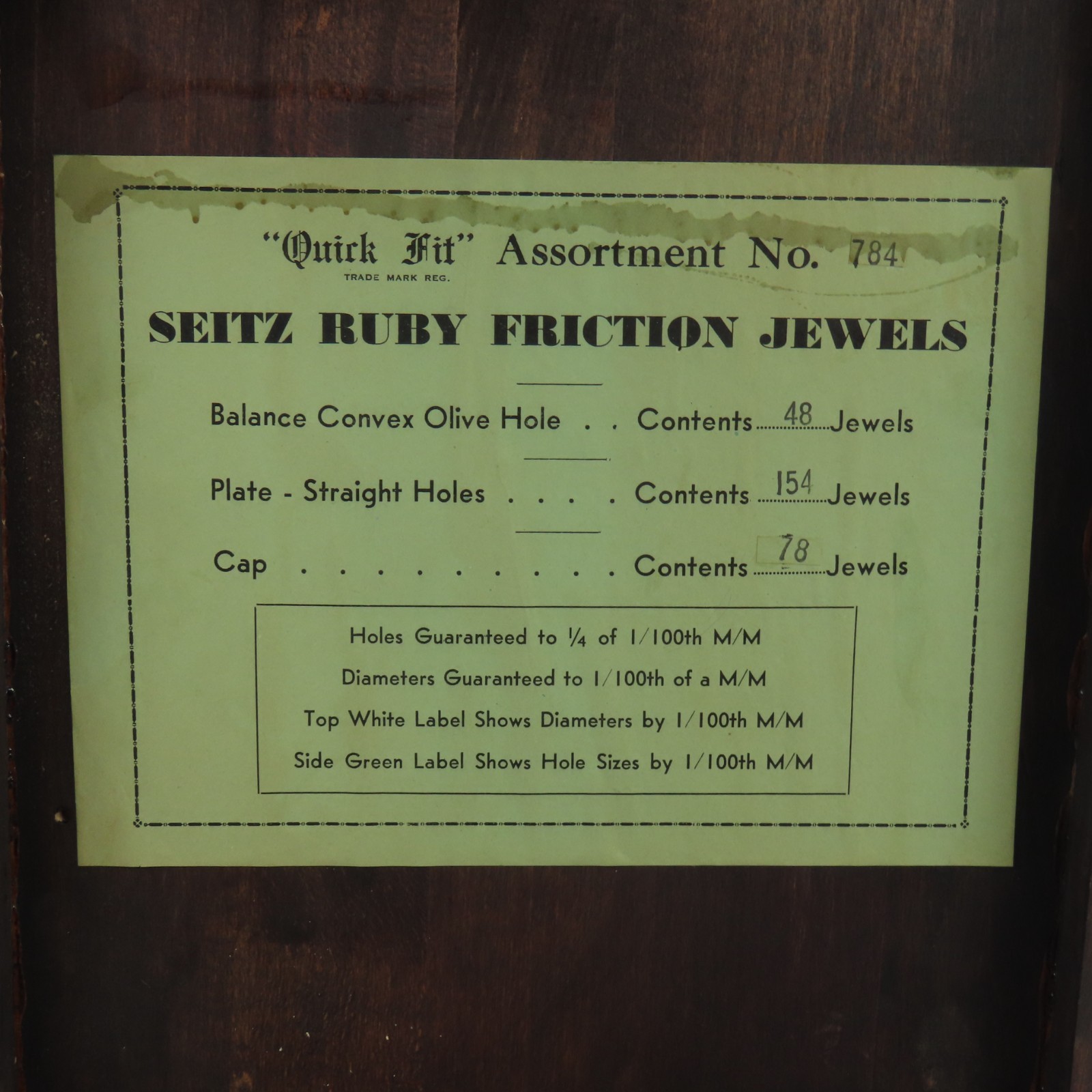 SEITZ Assortment of 364 Ruby Balance and Plate Train Jewels