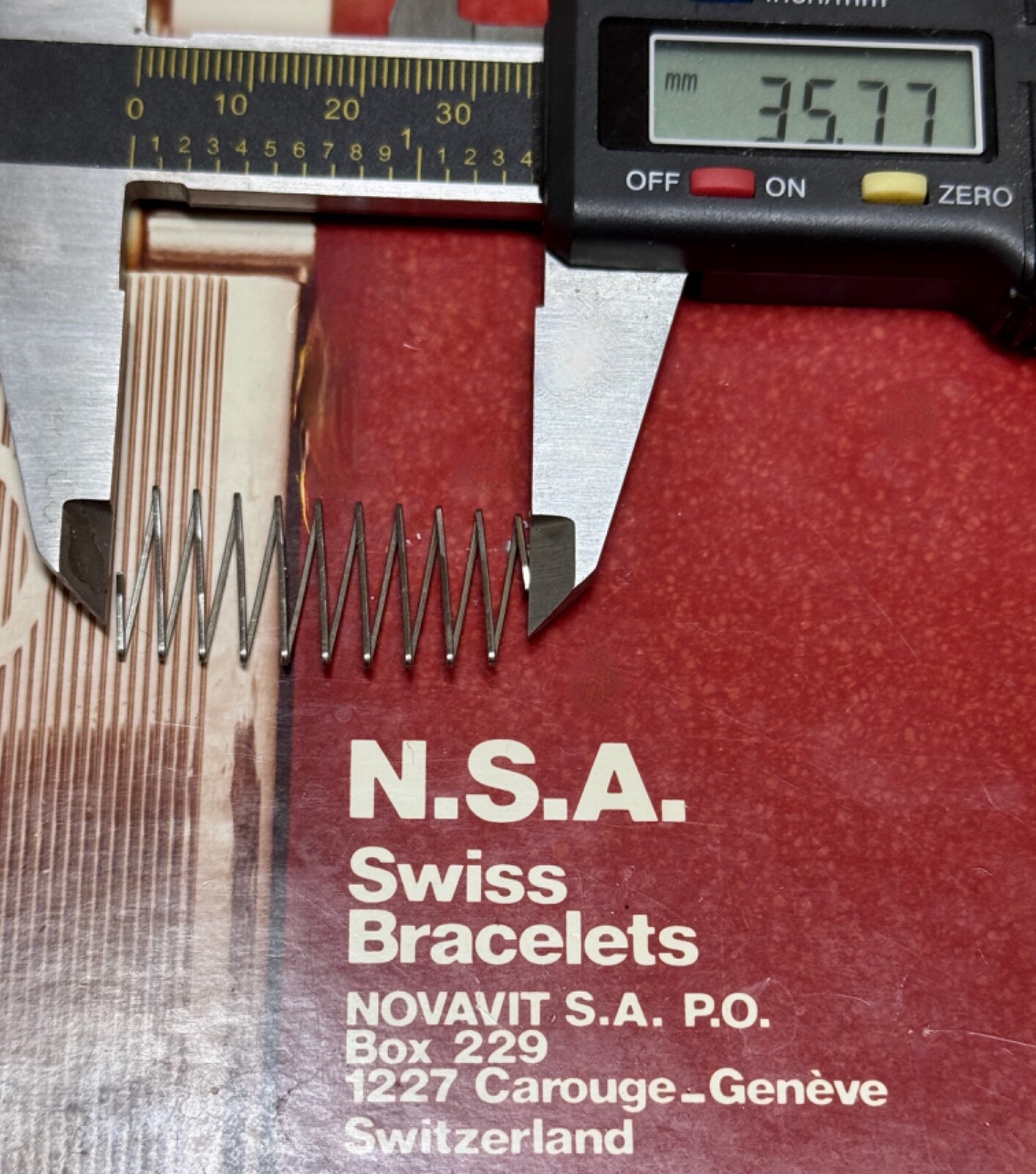 Vintage Heuer NSA watch bracelet clasp spring long size Novavit Swiss rare part