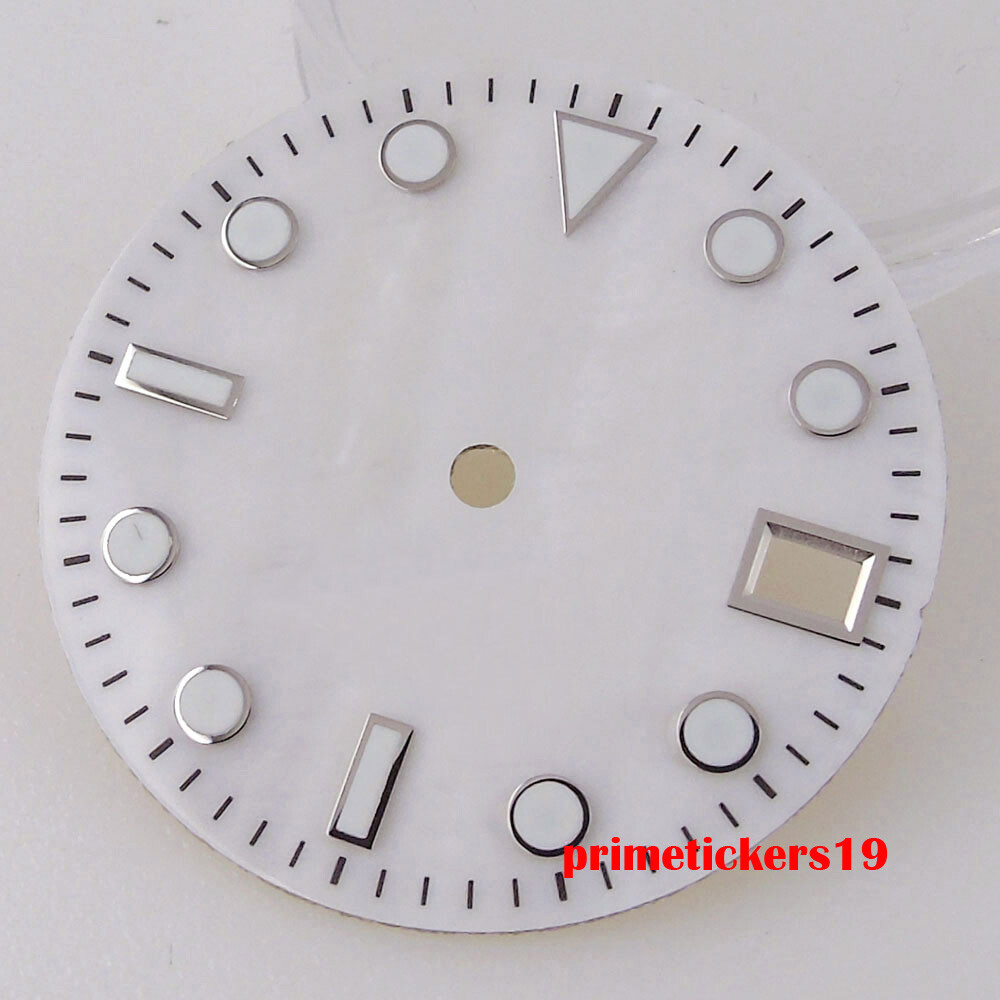 28.5mm Watch Dial Sterile Shell Face Date Hands Set Green Lume Fit NH35 Movement