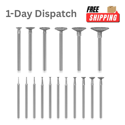 HOMEIDOL 17PCS Diamond Burr Bits Stone Carving Kit for Rotary Tools