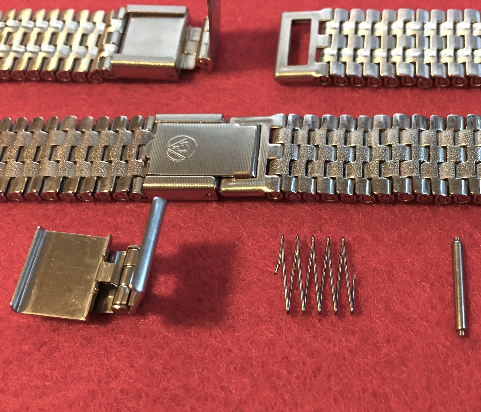 Ladies NSA watch bracelet steel complete clasp for 5-row links NSA band 1960/70s