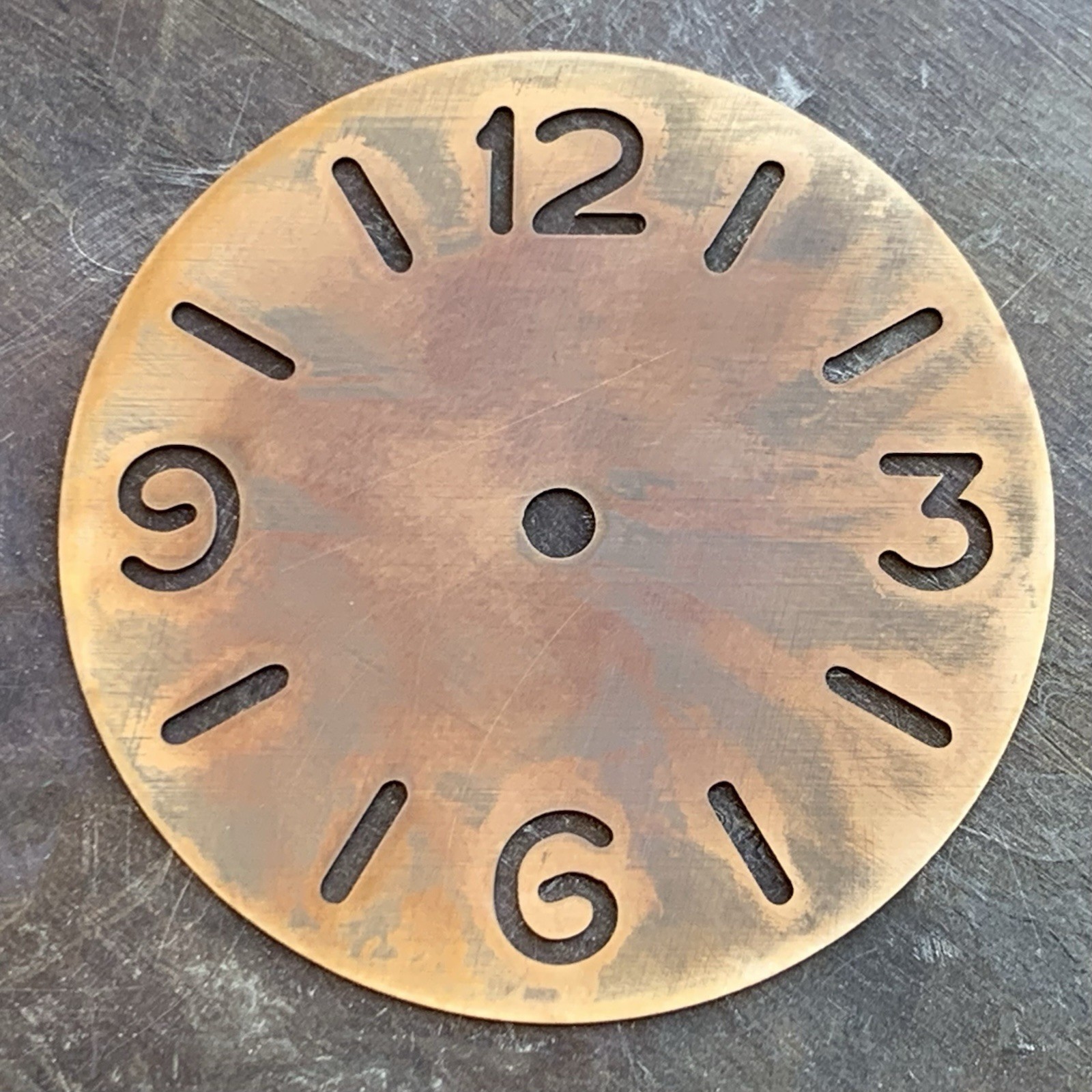 Skeleton / Ø 39 mm – watch dial , engraved / brass / oxidized