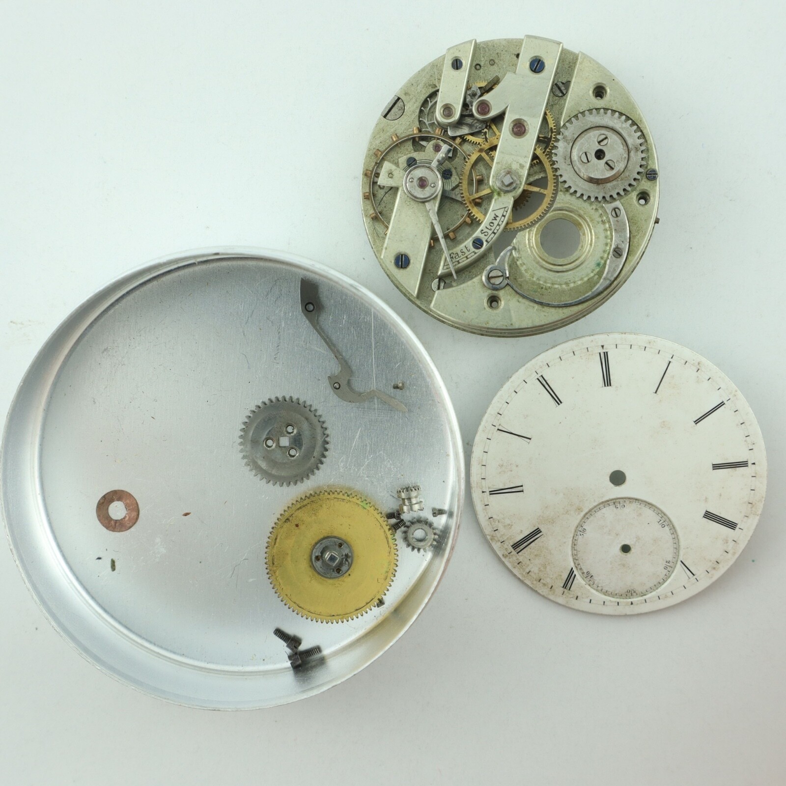 Antique 35.5mm Unbranded Hunter Pocket Watch Movement w Wolf’s Teeth