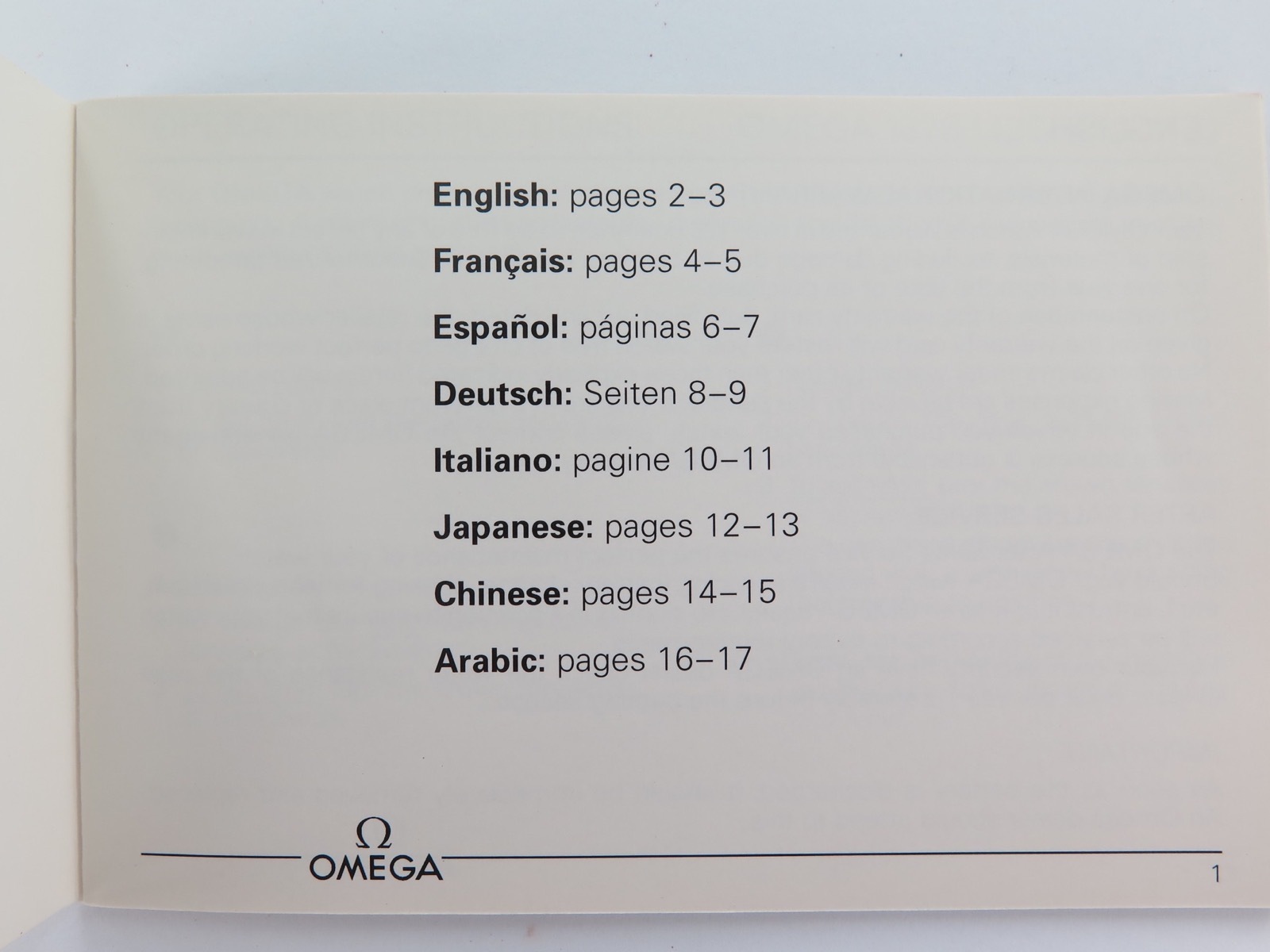 SCARCE 1992 OMEGA CAL. 1378-1436 / 1450-1470 WORLD SERVICE INSTRUCTIONS BOOKLET