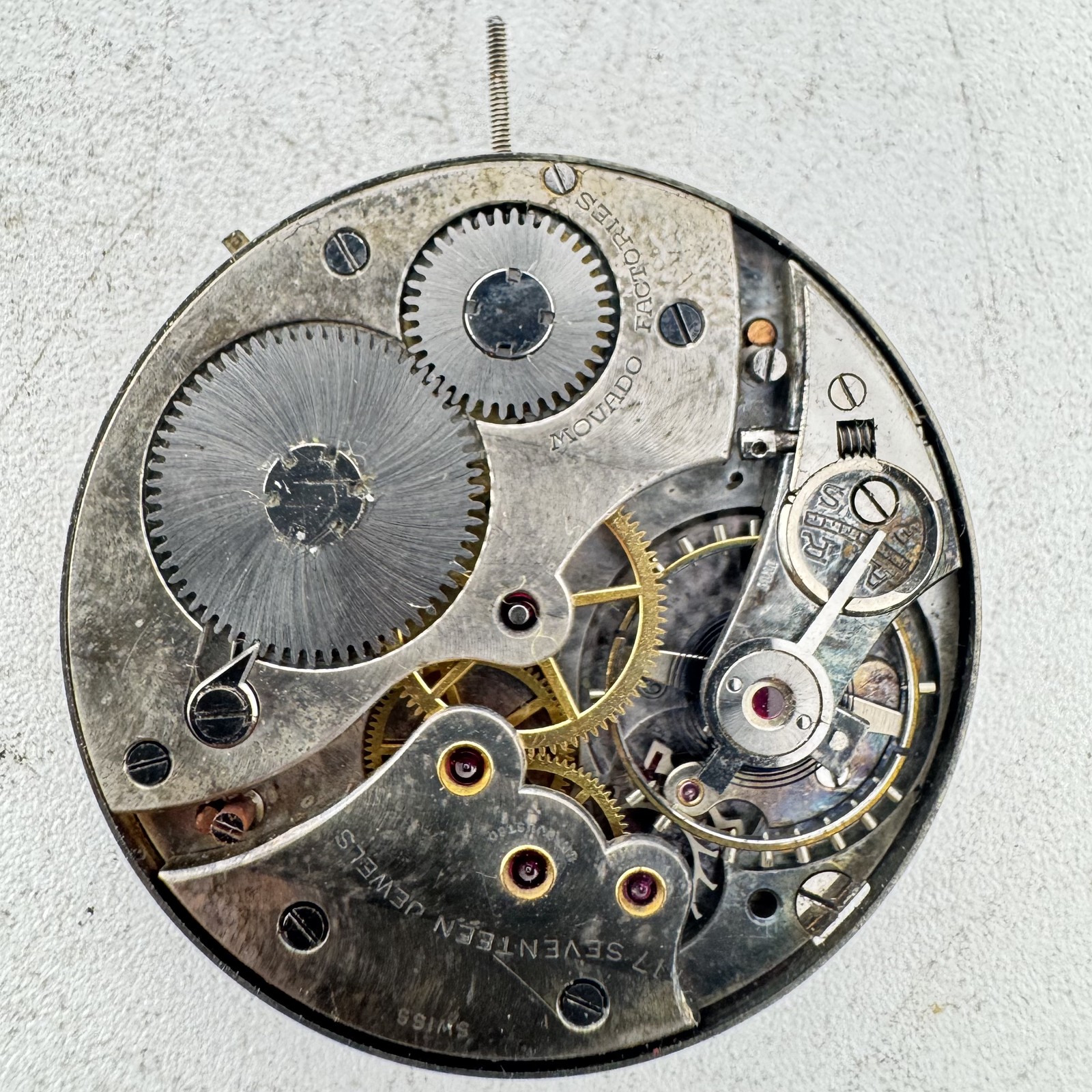 Vintage Tiffany & Co. Movado 17J Mechanical Pocket Watch Movement Private Label