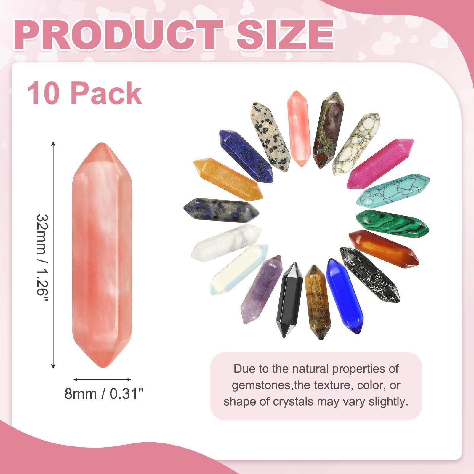10 Pack Pink Carnelian Agate Quartz Crystals, Polished Crystals Bulk