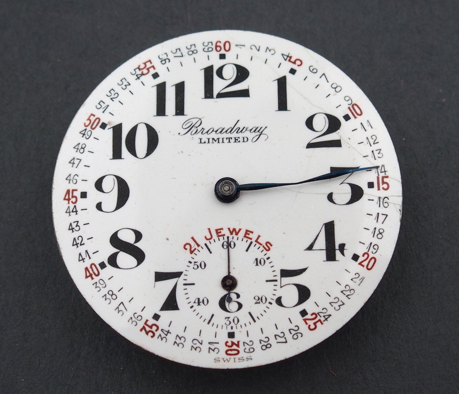 PARTIAL Broadway Limited Langendorf 21J Pocket Watch Movement for Parts #F247