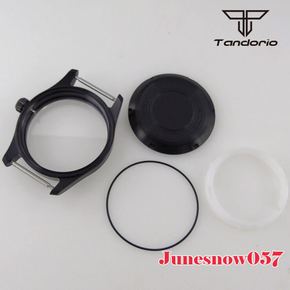 39MM Polit Black PVD Watch Case Watch Hand Dial Set Fit For NH35A NH36A NH34 SKX