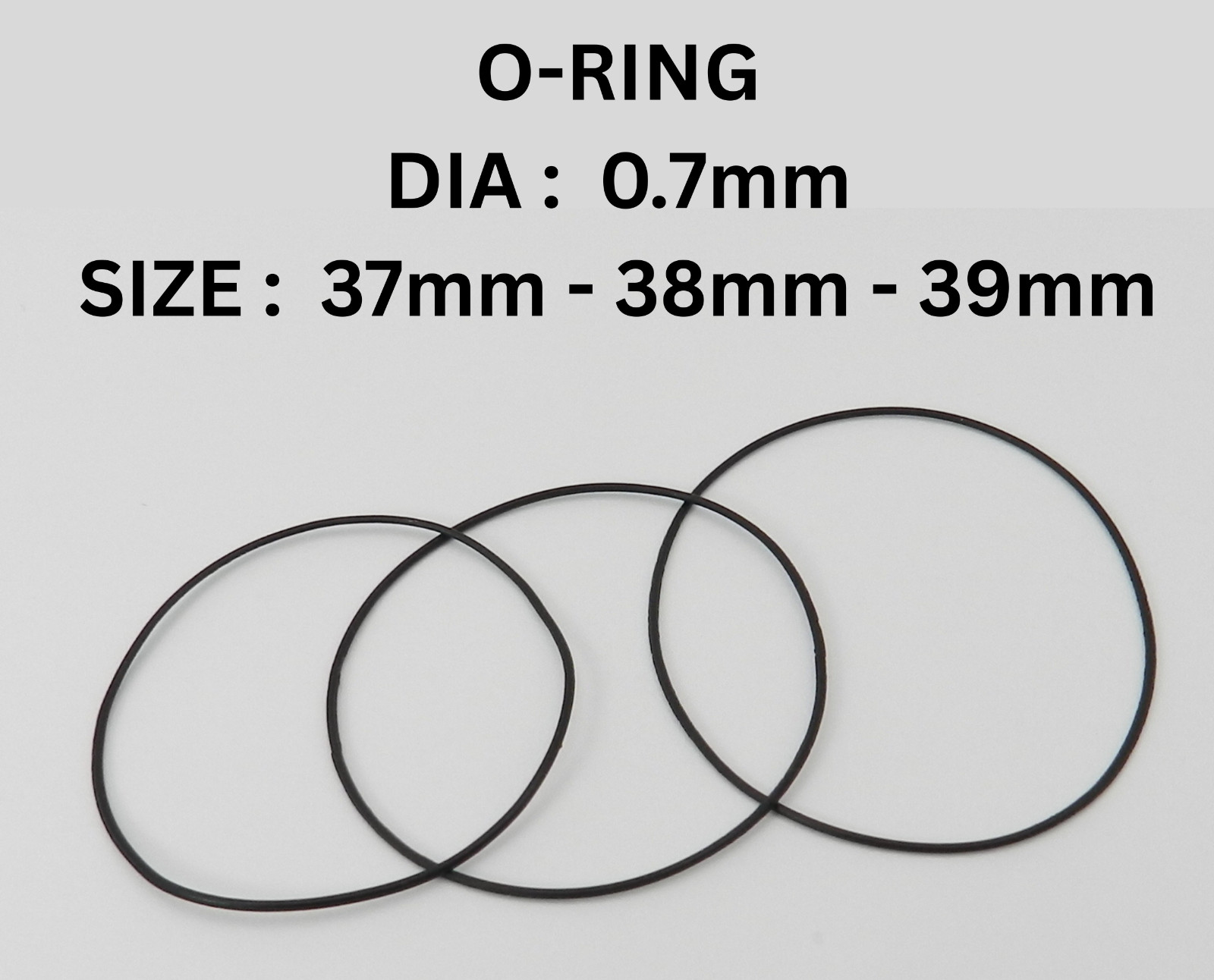 Rubber Watch Case Back O Ring Round Gasket 37mm – 38mm – 39mm Thick 0.7mm