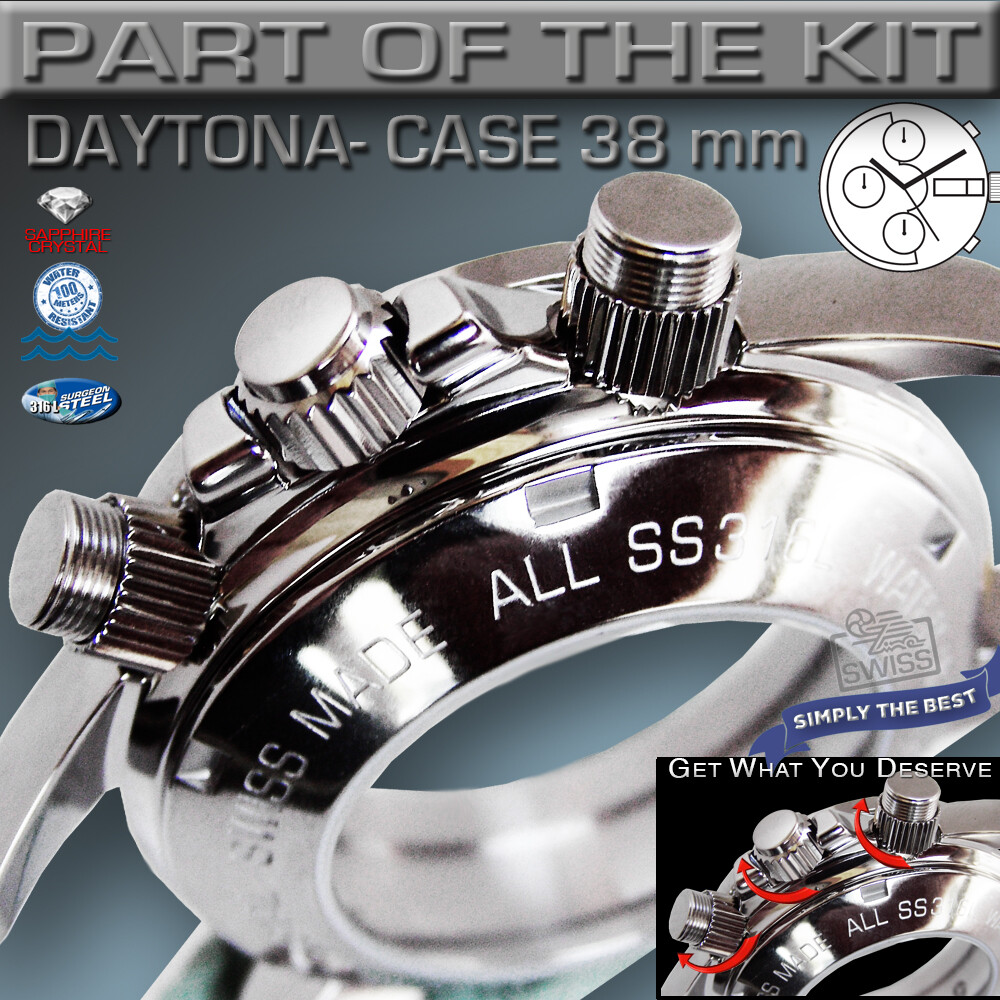 DO IT YOURSELF KIT: 7750 ETA-VALJOUX, DAYTONA, 316L ST-ST CASE + BAND