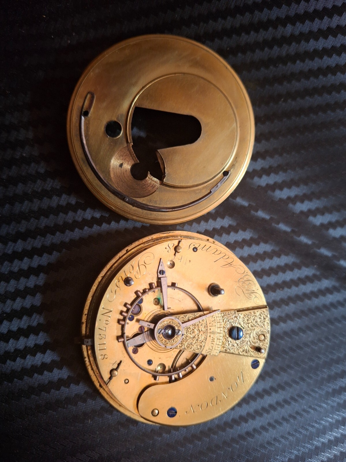 F.B Adams & sons pocket Watch movement london… clean… non-working