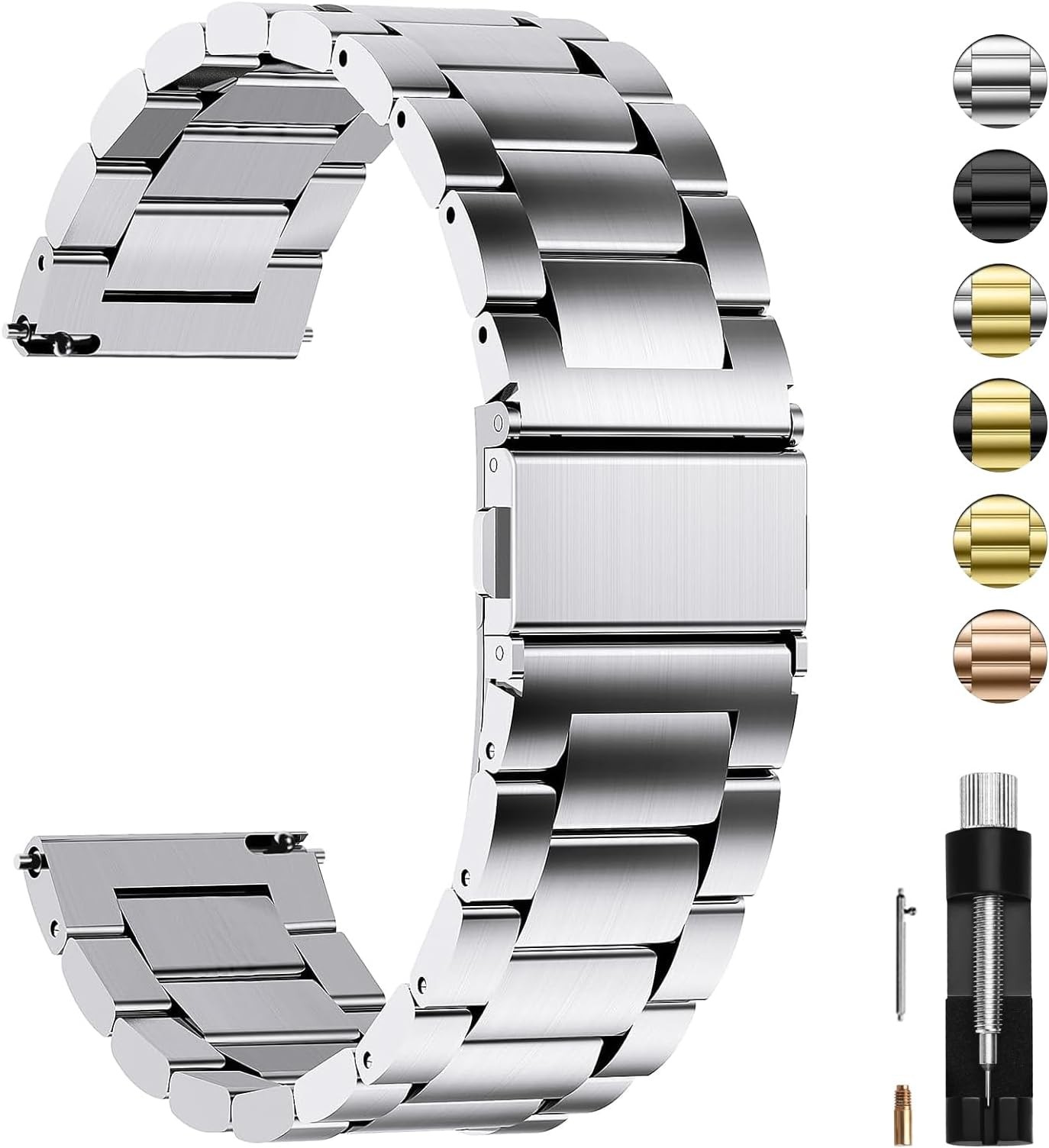 Fullmosa Stainless Steel Watch Band 16mm 18mm 19mm 20mm 22mm 24mm, Quick Rele…