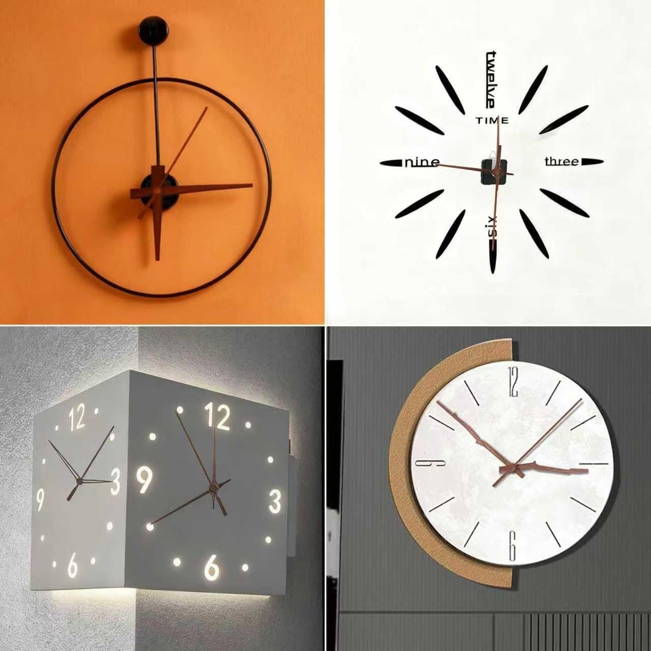 4 Watch Mechanisms & 5 Walnut Wood Hands – Long-Axis Quartz Movement DIY Kit