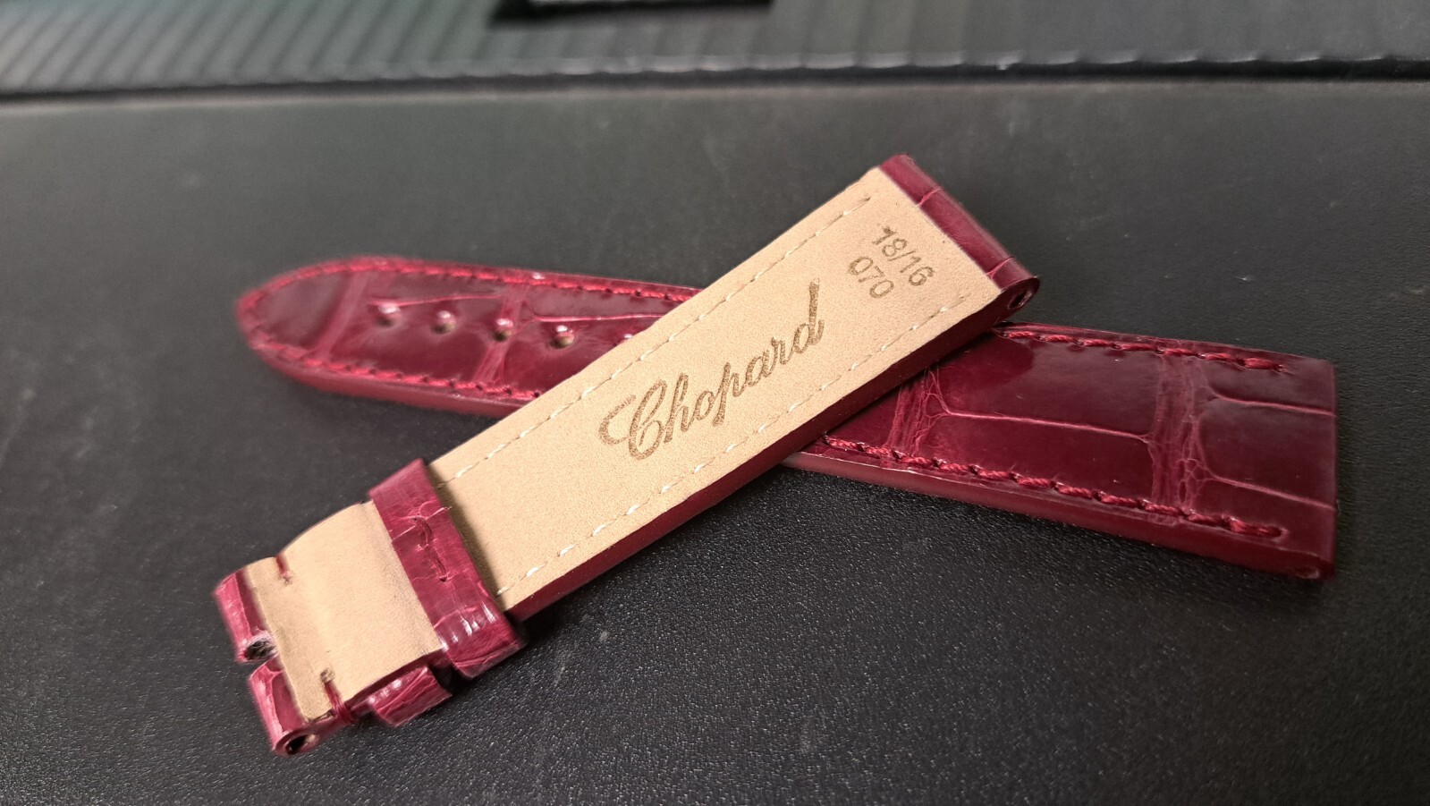 Genuine NEW Chopard Wrist Watch Band, SHORT, 18/16mm Alligator Burgundy, NEW