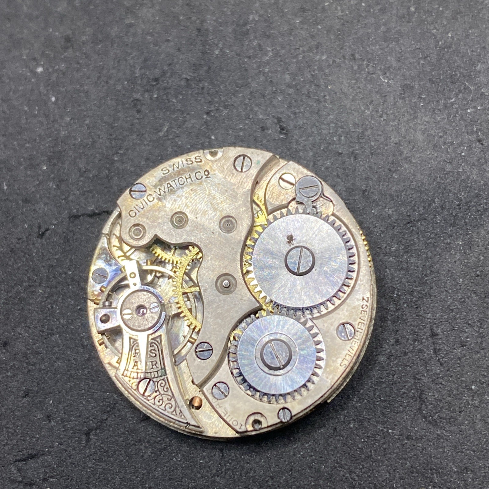 Civic Pendant Watch Movement Swiss Openface 25 Mm Parts Antique F8719