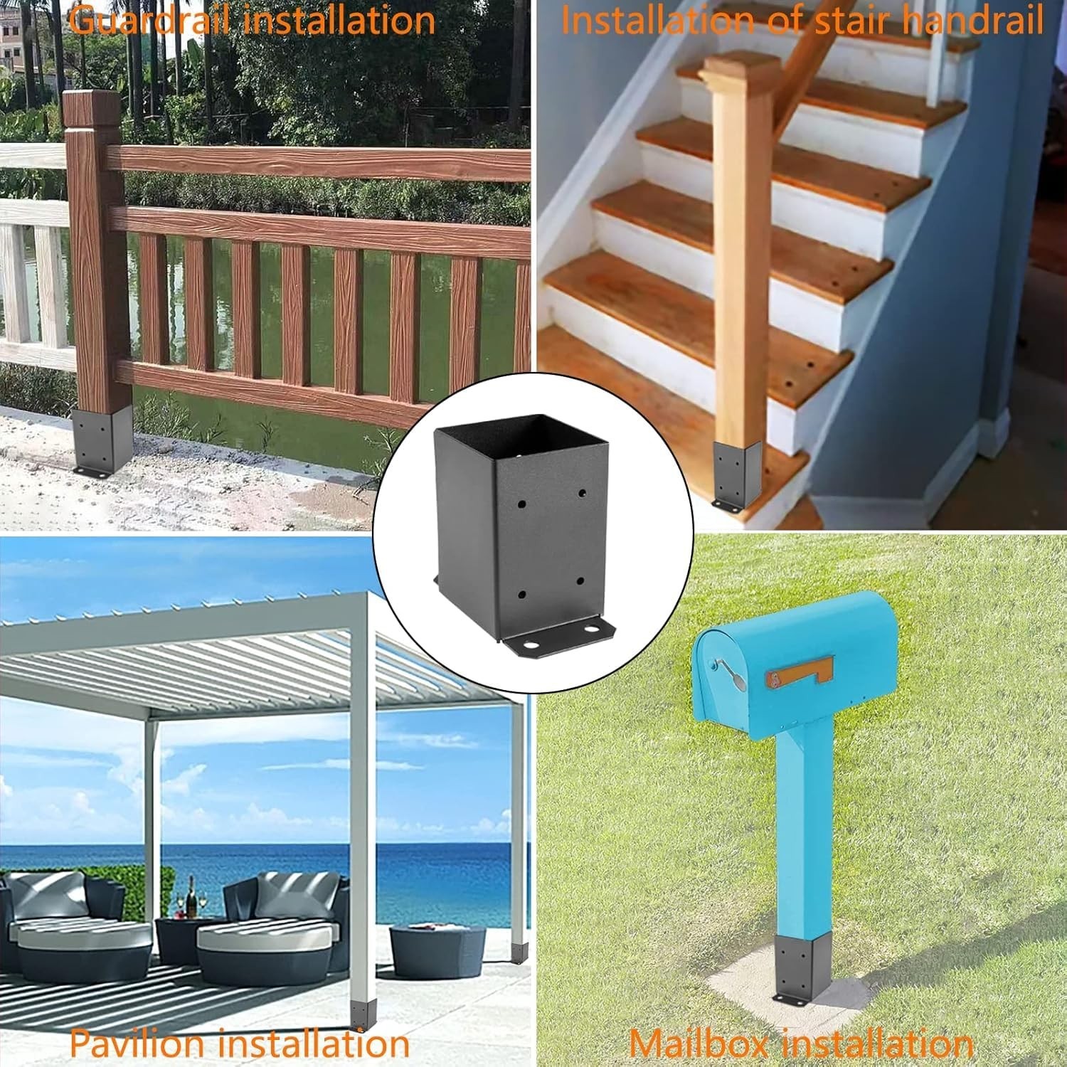 4×4 Post Base, 4×4 Post Bracket 8PCS, Inner Size 3.6×3.6 inch Fence Post Anch…