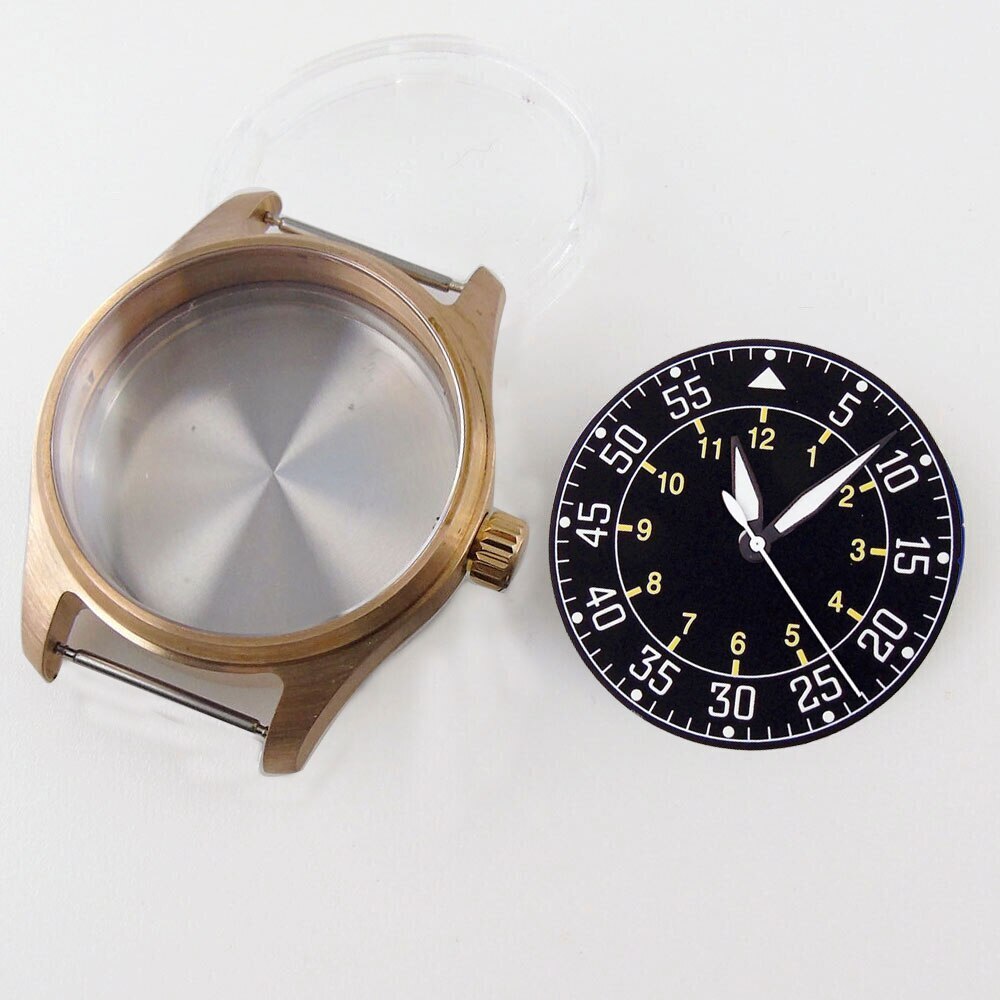 39mm Diver Watch Case CUSN8 Bronze Sapphire Crystal Fit NH35 NH36 ETA2824 PT5000