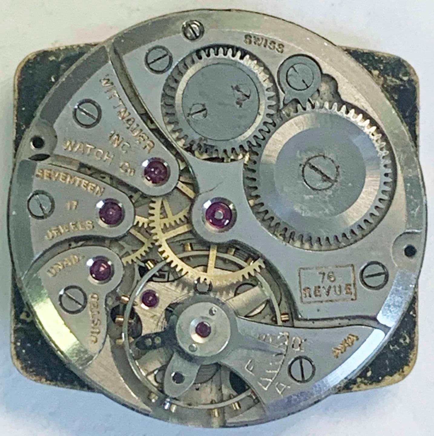 VINTAGE WITTNAUER 17J cal. 76 REVUE WRISTWATCH MOVEMENT ASSEMBLY FOR PARTS