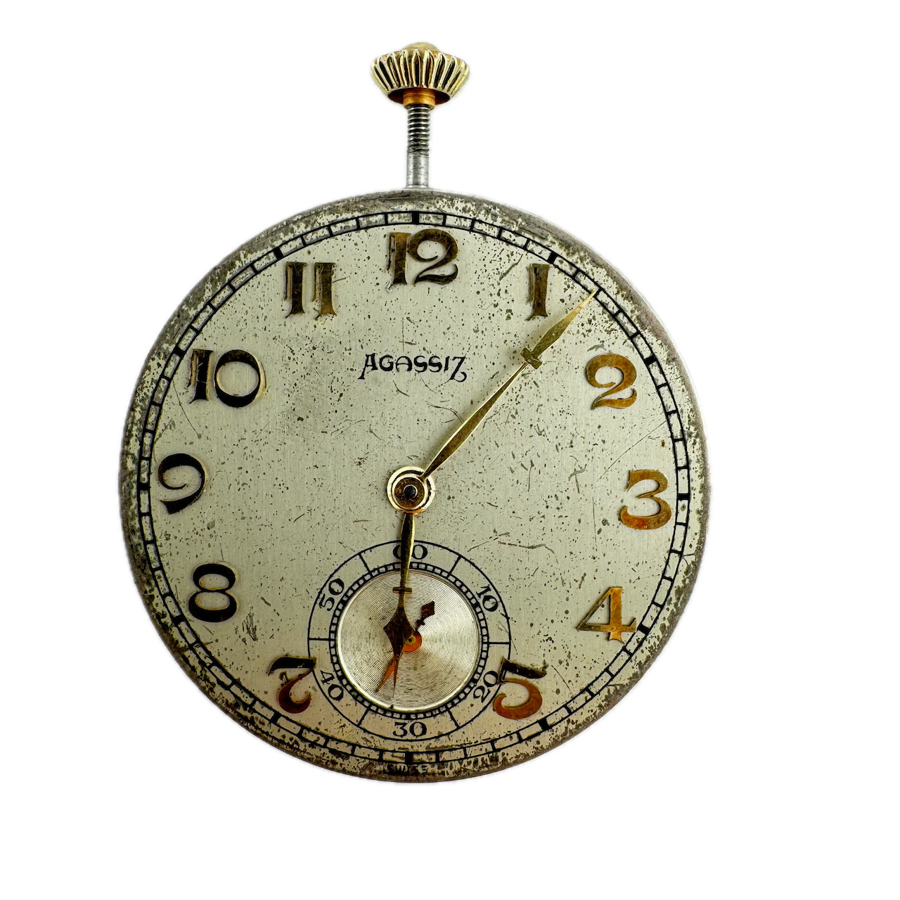 Antique 39mm Agassiz 17 Jewel Mechanical Pocket Watch Movement 20/12 Swiss