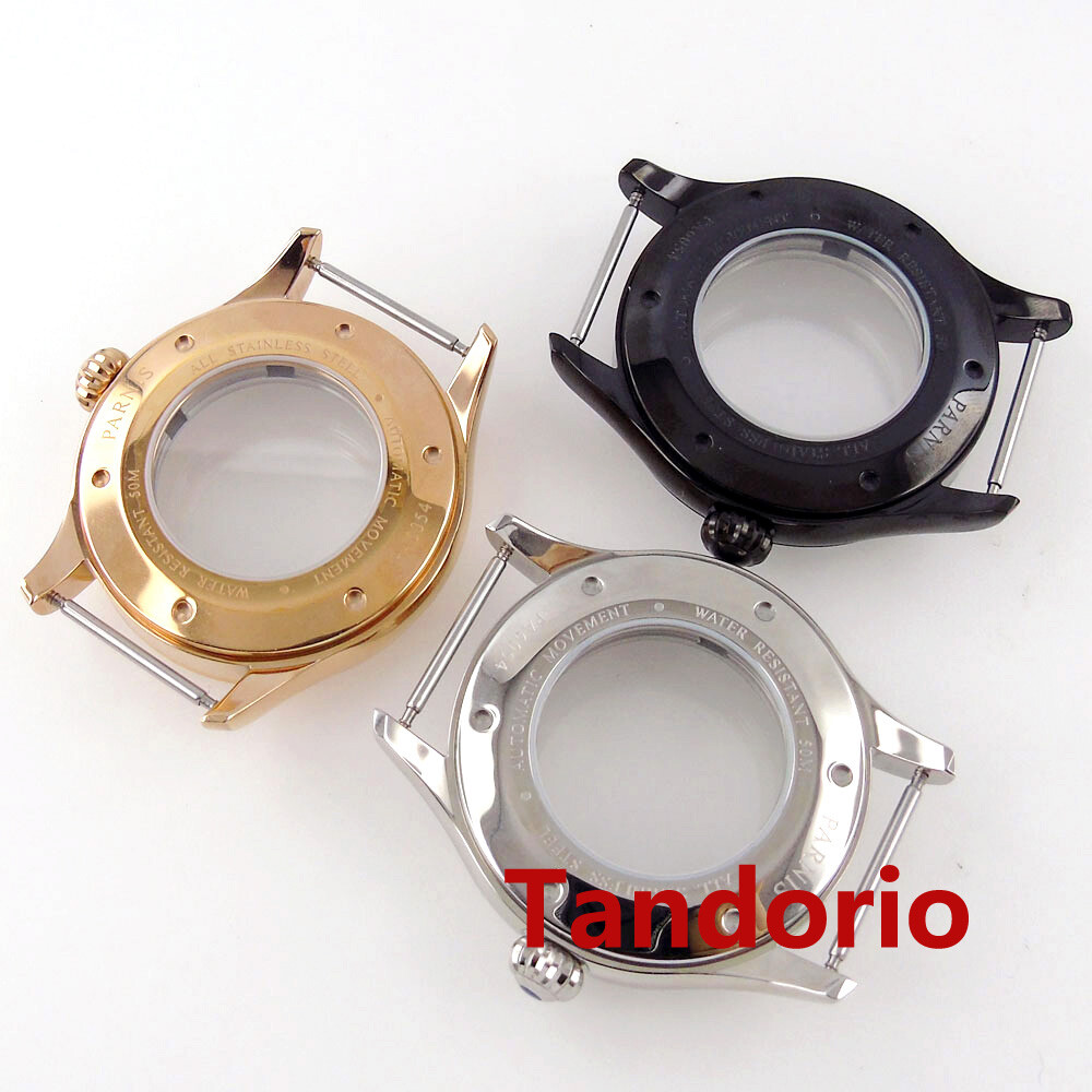 Rose Gold/PVD/Silver Watch Case 43mm Fit Miyota8215 821A DG2813 Sapphire Glass